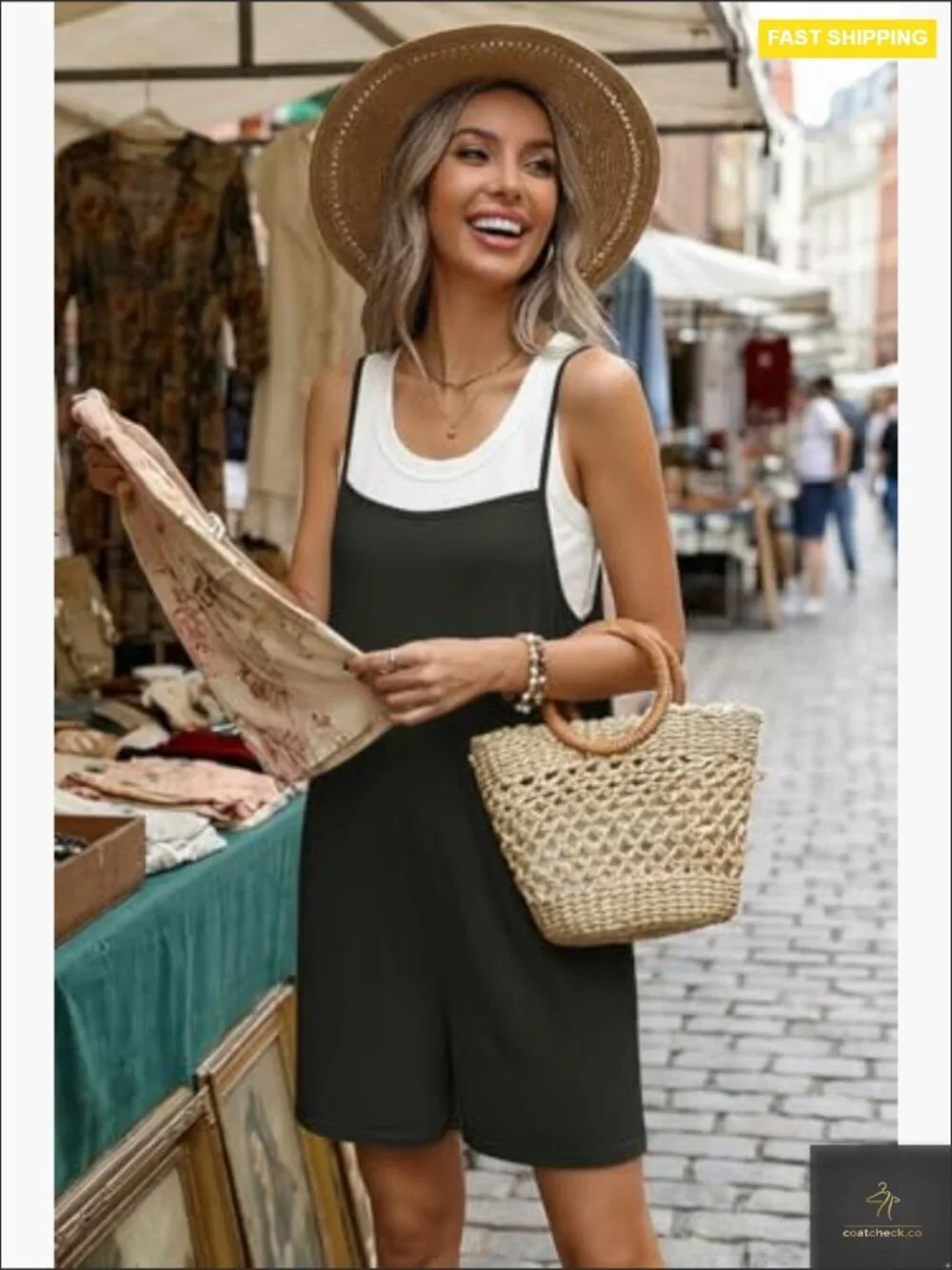 Floral Boho Romper Sleeveless Summer Jumpsuit With Pockets Casual Chic_4